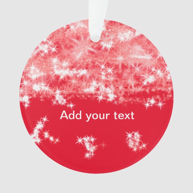 Simple red glitter sparkle stars add your text c t ornament (Front)