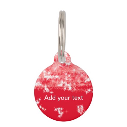 Simple red glitter sparkle stars add your text c t pet ID tag