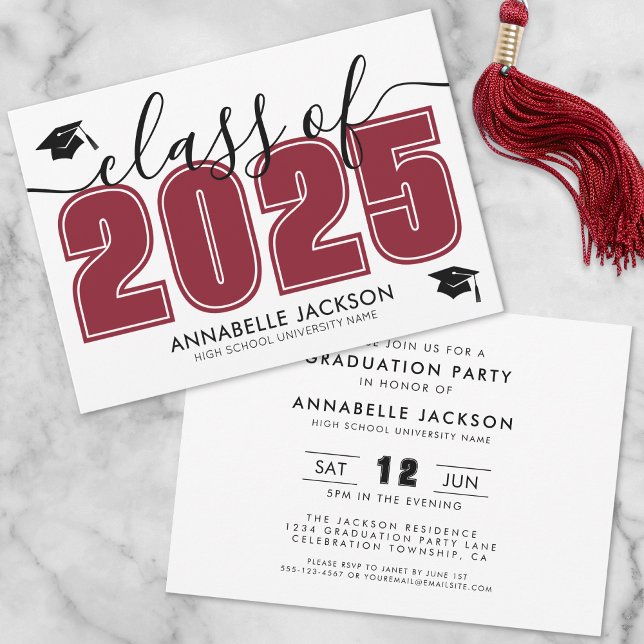 Simple Red Graduation Party Invitation (Simple Modern Red Graduation Party Invitation)
