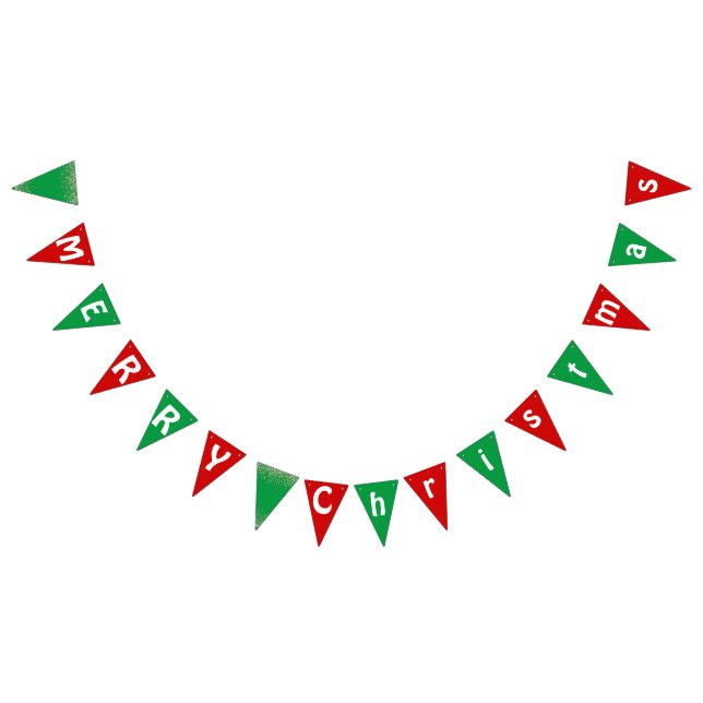 Simple RED GREEN Alphabet MERRY Christmas party Bunting Flags (All)
