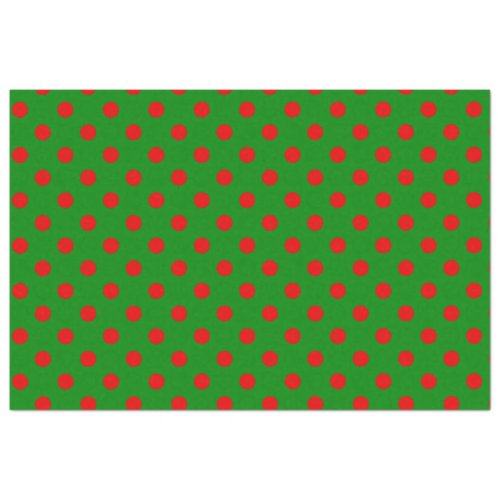 Simple Red Green Xmas Polka Dot Pattern  Tissue Paper