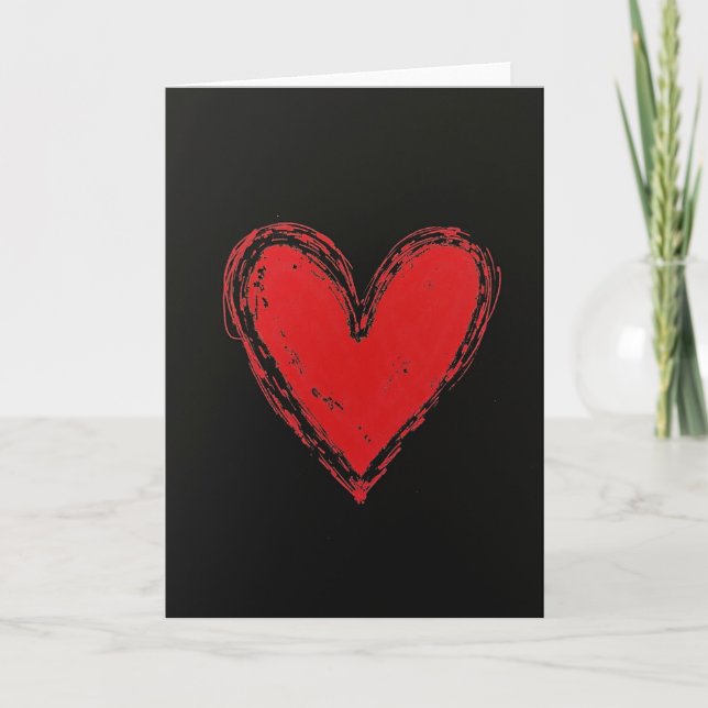 Simple Red Heart Brushstroke Card (Front)