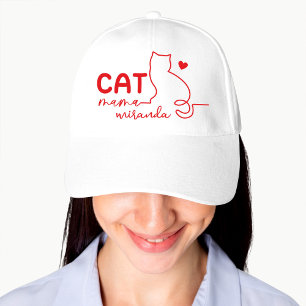 Simple Red Heart Cat Mom Mothers Day Hat
