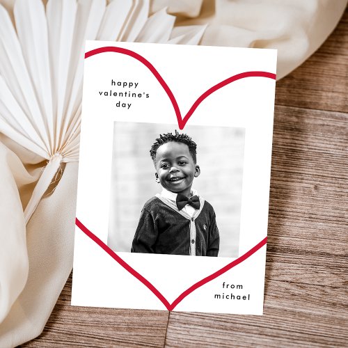 Simple Red Heart Classroom Valentines Day Card