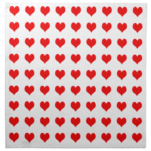 Simple Red Heart Design Cloth Napkin (Front)