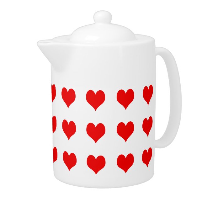 Simple Red Heart Design Teapot (Right)