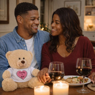 Simple Red Heart He and Hers Romantic Teddy Bear