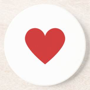 Simple Red Heart Modern Love Minimalist Sandstone Coaster