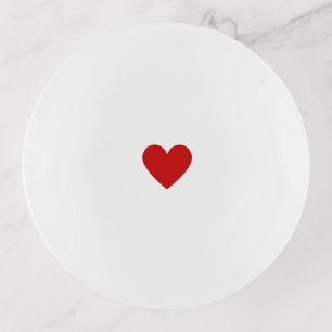 Simple Red Heart Modern Love Round Custom Trinket Tray