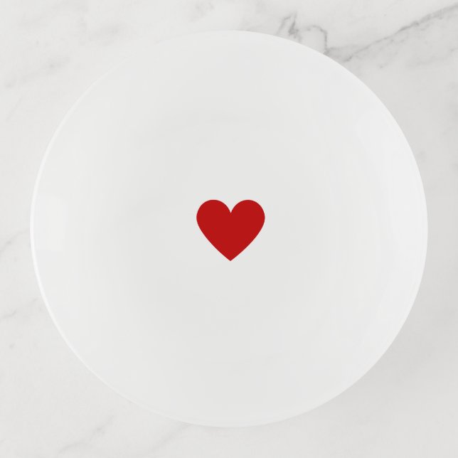 Simple Red Heart Modern Love Round Custom Trinket Tray (Front)