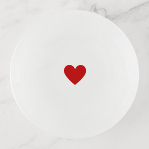Simple Red Heart Modern Love Round Valentine Trinket Tray