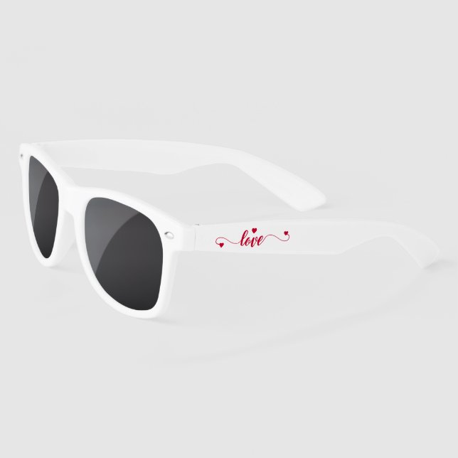Simple Red Heart Modern Love Typography | Holidays Sunglasses (Left)