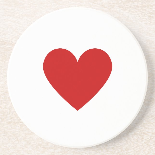 Simple Red Heart Modern Love Valentines Sandstone Coaster (Front)