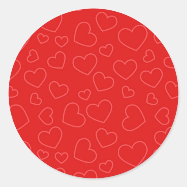 Simple Red Heart Pattern Classic Round Sticker (Front)