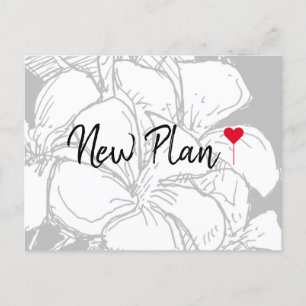 Simple Red Heart Script Floral New Plan  Postcard