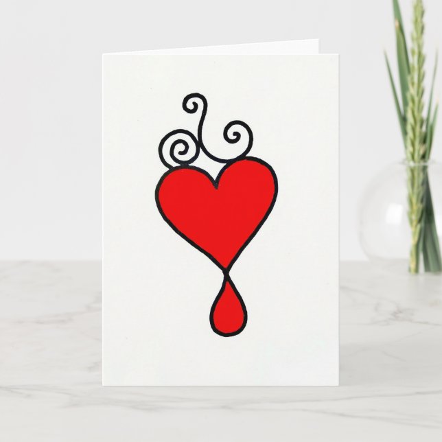 Simple Red Heart Swirls Card (Front)