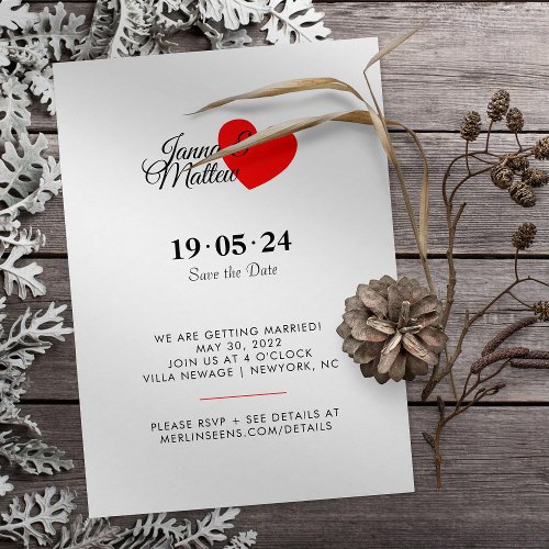 Simple Red Heart The Wedding Of Invitation  Date