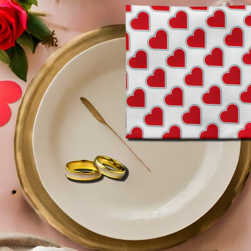 Simple red hearts    cloth napkin