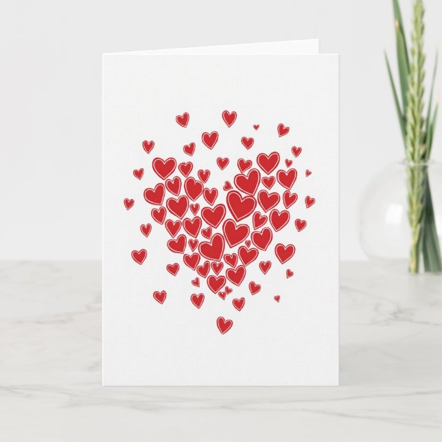 Simple Red Hearts Cluster Card (Front)