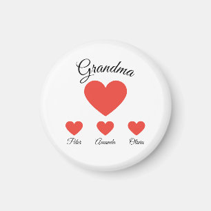 Simple Red Hearts Grandma Grandkids Magnet