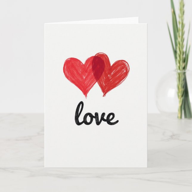 Simple Red Hearts Love Card (Front)