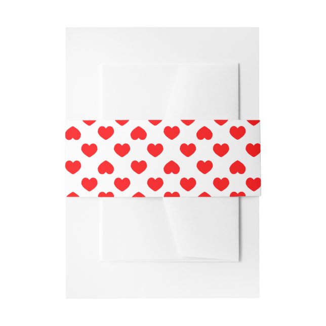 Simple Red Hearts Minimalist Invitation Belly Band (Front Example)
