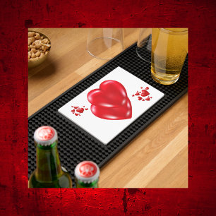 Simple Red Hearts on White Happy Valentine's Day Bar Mat
