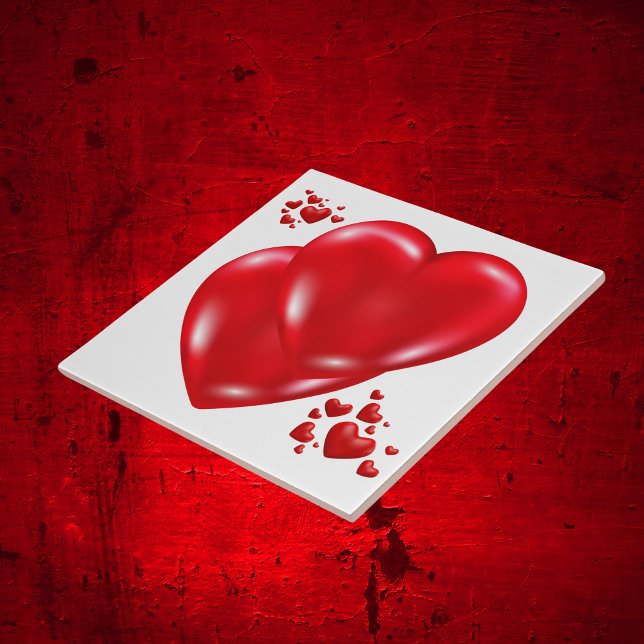 Simple Red Hearts on White Happy Valentine's Day | Ceramic Tile (Creator Uploaded)