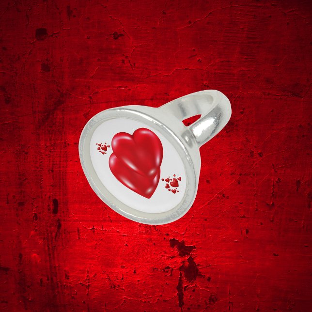 Simple Red Hearts on White Happy Valentine's Day | Ring (Creator Uploaded)