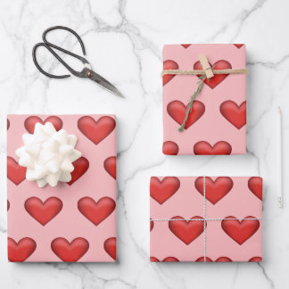Simple Red Hearts Pattern On Blush Pink Background Wrapping Paper Sheets