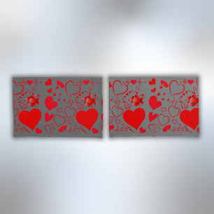 Simple Red Hearts Romantic Love On Charcoal Pillow Case
