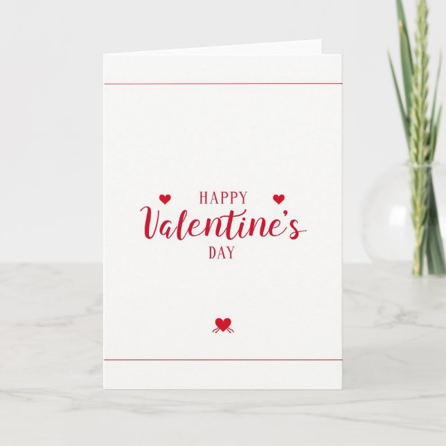 Simple Red Hearts Valentines Card (Front)
