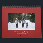 Simple red herringbone tweed classic family calendar<br><div class="desc">With a variety of photo shapes, sizes and layouts, this photo calendar makes a perfect family gift. The cover features a single photo on a red background with a herringbone fabric effect. The red textured background is carried through the calendar. This custom classic photo calendar also features various layouts to...</div>