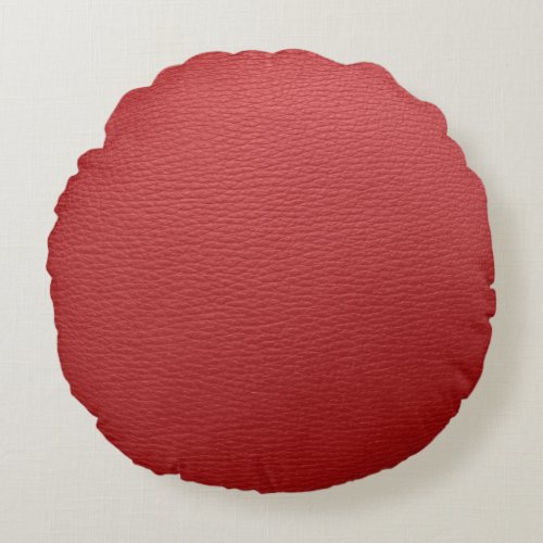 Simple Red Leather Texture Print Round Pillow