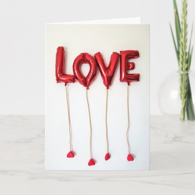 Simple Red Love Balloon Card (Front)
