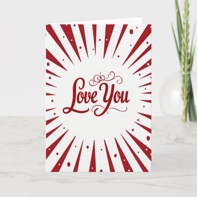 Simple Red Love You Burst Dot Card (Front)