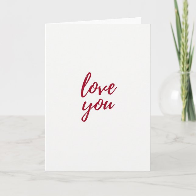 Simple Red Love You Script Card (Front)