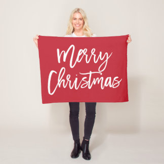 Simple Red Merry Christmas Small Fleece Blanket