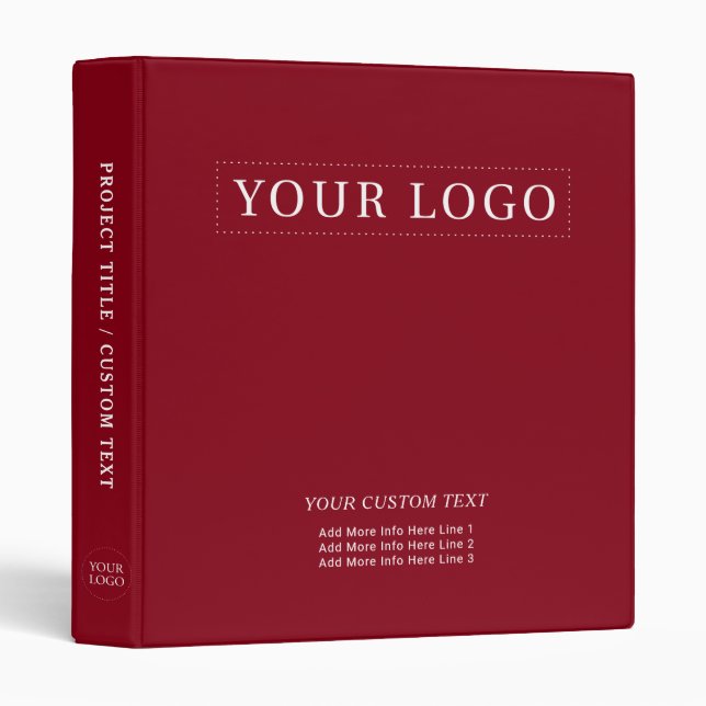 Simple Red Minimal Business Logo Promotion 3 Ring Binder (Front/Spine)