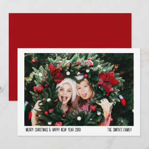 Simple Red Minimalist Christmas Photo Cards