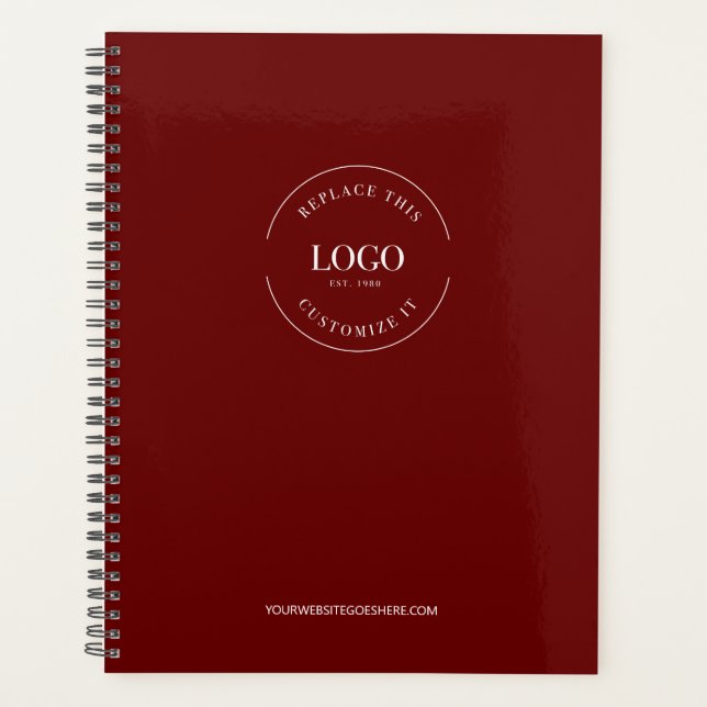 Simple Red Minimalist Custom Logo Branded Planner (Front)