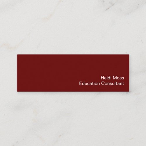 Simple Red Minimalist Education Consultant Mini Business Card