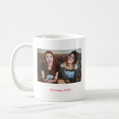 Simple Red Minimalist Photo Text Keepsake Coffee Mug