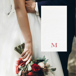 Simple Red Monogram Wedding Paper Guest Towels