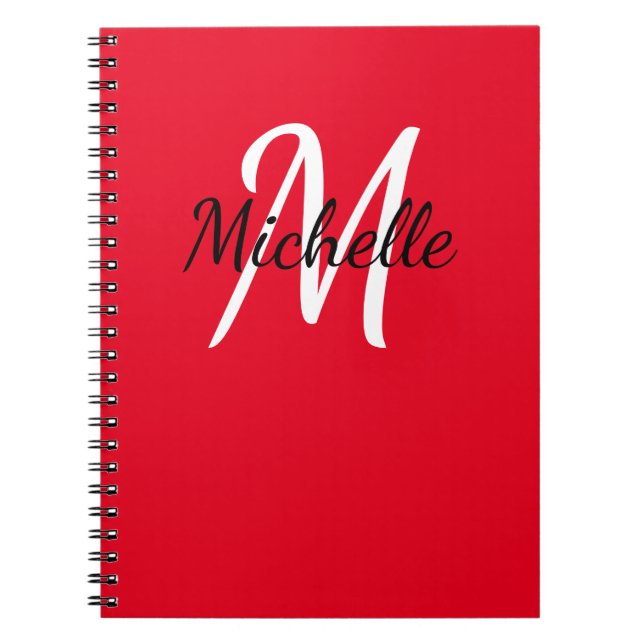 Simple Red Monogrammed Notebook (Front)