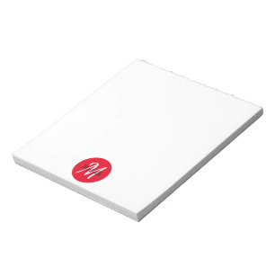 Simple Red Monogrammed Notepad
