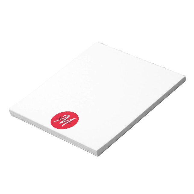Simple Red Monogrammed Notepad (Rotated)