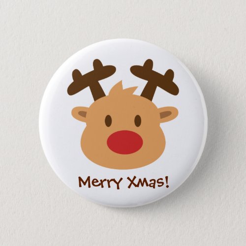 Simple Red Nose Reindeer Kids Button
