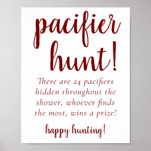 Simple Red Pacifier Hunt Candy Apple Shower Game Poster