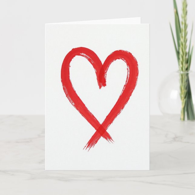 Simple Red Painted Heart Card (Front)